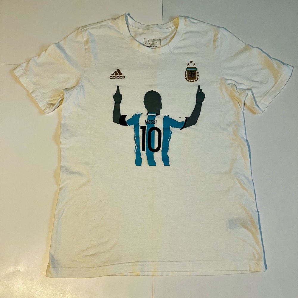 Adidas Lionel Messi Celebration AFA 2022 Winners T-Shirt White Size: Small ARG